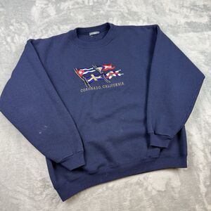 Fruit of the Loom Navy Crewneck Sweatshirt with Multicolor Nautical Flags